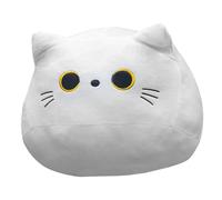 SOPOTUTU Coussin Chat Noir Japonais Oreiller Décoratif pour Maison Adorable Coussin Calin pour Bureau et Canapé Oreiller Animal Doux Blanc