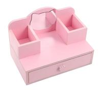SOPOTUTU Doll Vanity Table with Adjustable Mirror and Storage Drawers Wooden Doll Furniture for Little Pretend Play and Makeup Toy Set