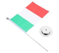 SOPOTUTU Drapeau Italien de Table Polyester avec Support Argenté Mini Décoration de Bureau Compact et Facile à Installer Ornement Thématique pour Fêtes et Bureaux