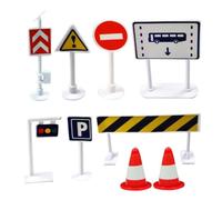 SOPOTUTU Ensemble 9 Pièces Panneaux de Signalisation Routière Garçon et Filles, Simulation Bloc Routier Éducatif, Panneaux et Barrières Colorés pour Apprentissage Circulation Sécurité
