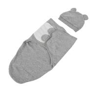 SOPOTUTU Ensemble Emmaillotage pour -Né 0-3 Mois en Coton Gris avec Bonnet Doux Couverture D’Emmaillotage Portable pour Bébé Fille Lange Confortable et Respirant pour Sommeil et Voyage