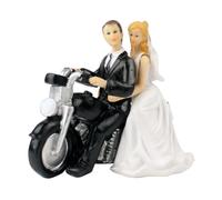 SOPOTUTU Figurine de Gâteau de Mariage Couple Mariés Moto en Résine 13,5 X 5,5 CM Décorative Romantique pour Fête de Mariage