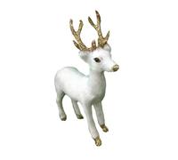 SOPOTUTU Figurine Miniature de Renne Blanc en Peluche, Modèle Animal Réaliste, Décoration de Table Créative pour Garçon et Filles, Ornement D’Animaux de Simulation, Présent Éducatif Noël,