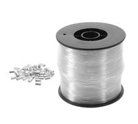 SOPOTUTU Fil de Pêche en Nylon Transparent 200M 06Mm avec 60 Manchons en Aluminium Ligne Invisible pour Suspendre Décorations et Cadres Fil de Pêche pour Loisirs Créatifs Suspendre