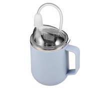 SOPOTUTU Gobelet Poignée Stable et 450ml Personnes Âgées Anti-déversement en Acier Inoxydable avec Paille en Silicone pour Boire en Toute Sécurité