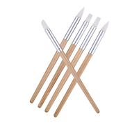 SOPOTUTU Kit D'outils De Sculpture sur Argile 5 Pièces en Bois Naturel Pointes en Silicone Souple pour Poterie DIY Modelage Pâte Polymère Art Créatif pour Étudiants