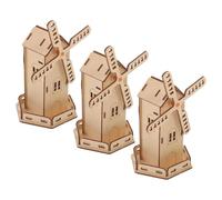 SOPOTUTU Kit Scientifique Stem 3 Pièces Moulin à Vent Solaire en Bois à Monter Soi-même, Éducatif pour Élèves du Primaire, Modèle D'éolienne Rotatif, Kit de Construction Créatif