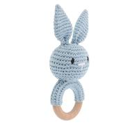 SOPOTUTU Lapin Tricoté pour -né, de Dentition en Coton et Bois, Léger et Doux, Adapté Bébé, Développement Sensoriel, Format Portable pour Voyage, Présent Artisanal