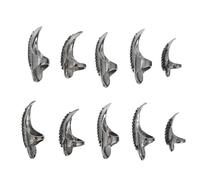 SOPOTUTU Lot de 10 Bagues Griffe d'Ongle Noir en Alliage Strass Tailles Petites Moyennes et Grandes Accessoires Cosplay Halloween pour Costume et Soirée Themed