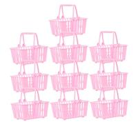 SOPOTUTU Lot de 10 Paniers De Courses Miniatures pour Maison De Poupée Petits Paniers De Rangement pour Jouets Paniers De Courses pour Enfants Paniers D'Épicerie en Plastique Rose