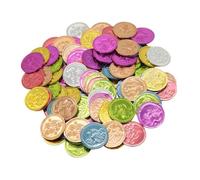 SOPOTUTU Lot de 100 Pièces De Monnaie en Plastique Coloré, Jeu De Trésor Pirate pour Garçon Et Filles Et Adultes, Taille Compacte, Décoration De Fête Pirate Et Carnaval
