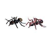 SOPOTUTU Lot de 2 Fourmis Miniatures en Plastique Solide, Jouets Éducatifs Réalistes Noir et Rouge pour Garçon et Filles, Modèles d'animaux pour Stimulation Cognitive et Apprentissage