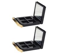 SOPOTUTU Lot de 2 Palettes de Fards à Paupières Vides Dorées Boîtes de Rangement en Plastique 4 Compartiments Étuis Compacts pour Cosmétiques Maquillage Yeux Usage Quotidien et Voyage