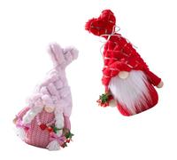 SOPOTUTU Lot de 2 Poupées Gnomes en Peluche Non Lumineuses Saint-Valentin, Décoration Rouge et Rose, D’Ambiance Festifs pour Décoration de Table et Scènes Romantiques