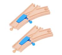 SOPOTUTU Lot de 2 Set de Set de Aiguillages Bois Voie Ferrée pour Garçon et Filles Bleu, Accessoires Compatibles Circuits Train en Bois, Jouet Éducatif Créatif pour Jeu Intérieur