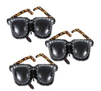 SOPOTUTU Lot de 3 Ballons Gonflables Lunettes de Soleil en Aluminium Noir, Taille Large et Look Rétro, Décoration pour Fête Thème Années 90 ou Soirée Graduation