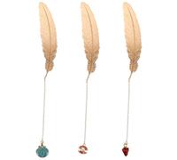 SOPOTUTU Lot de 3 Signets Pendentifs Plume en Alliage Marque-Pages Classiques Chinois Finitions Colorées Accessoires Culturels pour Lecture et Bureau