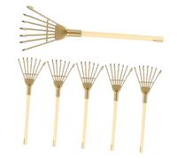 SOPOTUTU Lot de 6 Râteaux Miniatures en Fer Doré 7 Dents pour Décoration Intérieure Accessoires pour Maison de Poupée Outils de Jardinage de Bureau Décoratifs Décor Zen et Miniature