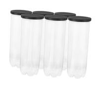 SOPOTUTU Lot de 6 Tubes de Rangement Transparents en PVC pour Balles de Tennis avec Couvercle Noir Étui de Stockage Résistant pour Usage Intérieur et Extérieur