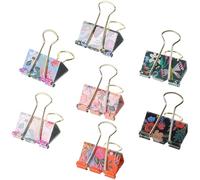 SOPOTUTU Lot de 7 Pinces à Reliure Métalliques Imprimées 1,26 Pouces Mini, Manches Noir et Argenté, Clips de Bureau Polyvalents pour Organisation de Documents, Dossiers et Papiers Volants