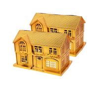 SOPOTUTU Maison de Luxe en Plastique Doré pour Culte des Ancêtres - Lot de 2 Villas Sacrées pour Offrandes Funéraires, Décorations Traditionnelles pour Fête du Nettoyage des Tombes