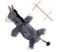 SOPOTUTU Marionnette à Fil Animal Peluche Marionnette à Main Bois pour Garçon Fille Drôle et Unique avec Design Âne Gris Profond pour Spectacle et Jeu Interactif