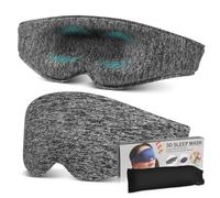 SOPOTUTU Masque de Sommeil Ergonomique avec Pochette Cache-yeux Doux et Ajustable pour Adultes Bloqueur de Lumière Complet pour Repos et Voyage Confortable