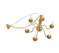 SOPOTUTU Mini Lustre Suspendu LED Miniature Doré Blanc pour Maison de Poupée, Lampe Décorative pour Micro-aménagement Paysager, Lampe de Plafond Miniature pour Table à Sable, Accessoire