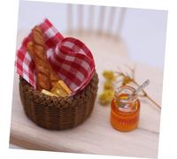 SOPOTUTU Miniature Bread Basket Set for Doll House Kitchen Decor Realistic Mini DIY Breakfast Storage Basket and Safe Miniature Prop for Dollhouse Accessories
