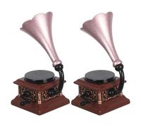 SOPOTUTU Miniature Phonograph Ornaments Retro Dollhouse Record Player Model Compact Musical Instrument Decor for Vintage Music Furniture