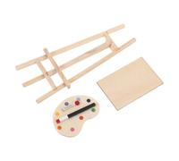 SOPOTUTU Miniature Wooden Easel Stand for Dollhouse Mini Canvas Painting Kit Easy Assembly Miniature Painting Tool with Wood Structure for Tiny Canvas Display