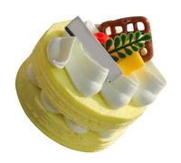 SOPOTUTU Modèle de Gâteau Artificiel Jaune 1 Pièce Simulation Réaliste de Faux Gâteau pour Décoration de Mariage Photographie et Vitrine Accessoire Décoratif Fin et Léger