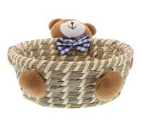 SOPOTUTU Panier de Rangement en Osier Tressé Ours Bleu Grand Format Panier Multifonction pour Jouets et Couvertures Décoration Maison Champêtre et Chambre D’garçon et Filles