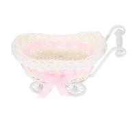 SOPOTUTU Panier en Osier Synthétique pour Shower, Panier à Bonbons Décoratif Rose de Caddie, Léger et Compact, pour Mariage, Fête et Organisation Présents Bébé