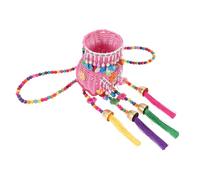 SOPOTUTU Panier Tressé Petit Pompons V Forme, Plastique Léger, Style Ethnique, Garçon et Filles, pour Décoration Intérieure et Accessoires Photo, Modèle Taille Petite, Panier Décoratif