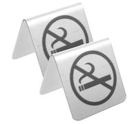 SOPOTUTU Panneau Argenté Interdit de Fumer en Acier Inoxydable 2pcs, Lisse Facile à Nettoyer, Indicateur Non Fumeur pour Maison et Mariage