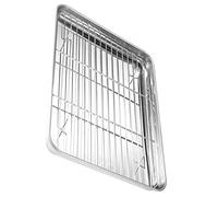 SOPOTUTU Plaque de Cuisson Inox avec Grille de Refroidissement Résistante Antiadhésive et Facile à Nettoyer pour Barbecue et Pâtisserie Ventilation Optimale et Égouttage des Graisses