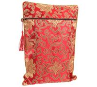 SOPOTUTU Pochette Brocart Chinois pour Scriptures Bouddhistes Étui de Rangement Design Traditionnel Rouge avec Motif Dragon Léger et Portable