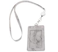 SOPOTUTU Porte-Carte d'Identité Gris Marbre Cordon Rétractable Pochette Verticale en PU pour Carte de Travail et Étudiante Housse Protège-Badge Légère et Compacte pour Usage Quotidien