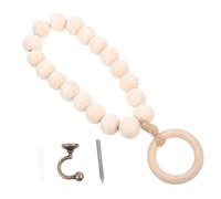 SOPOTUTU Porte Serviette Mural Naturel avec Anneau Perles Support Mural Pratique pour Serviettes à Main Rangement Compact pour Salle de Bain et Cuisine Installation Facile sans Perçage