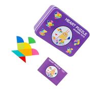 SOPOTUTU Puzzle Tangram Bois Coloré avec Boîte Métallique Jeu Éducatif Géométrique pour Garçon Fille Développement de Observation Patience Coffret pour Filles et Garçons