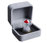 SOPOTUTU Rose Éternelle Décorative sous Cloche en Verre avec Boîte Velours Ornement Romantique Compact pour Décoration Intérieure Bureau et Maison Présent Saint-Valentin Fête des Mères