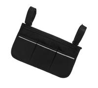 SOPOTUTU Sacoche Latérale Pour Accoudoir De Fauteuil Roulant En Tissu Oxford Noir Avec Bandes Réfléchissantes, Organiseur Suspendu Résistant, Rangement Pratique Bureau, Mobilité Et Poussette Adaptée