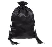 SOPOTUTU Sacoche Maquillage Multifonction Noire Satin Avec Cordon Et Pampille Trousse De Toilette Compacte Pour Voyage Et Rangement Articles Divers