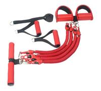 SOPOTUTU Set de Corde de Tirage Fitness Multifonction avec Pédale Rouge Corde Élastique Portable pour Exercices Abdominaux et Musculation à ou Extérieur