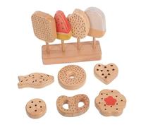 SOPOTUTU Set de Jeu Glace Bois pour Garçon Fille avec Donuts Bâtonnets de Glace Œuf de Cuisine Simulée pour Jeu Imitation et Développement Créatif