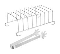 SOPOTUTU Support en Acier Inoxydable pour Friteuse à Air Chaud 2 Pièces Pince à Aliments, Accessoire la Cuisine Multifonctionnel Compact et Portable, pour Cuisson, Grillage et Voyage
