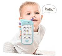 SOPOTUTU Téléphone Garçon Fille Musical Bleu Morsure pour Éveil Précoce et Coordination Sensorielle sans Pile Adapté Dès Mois