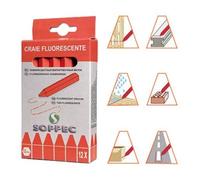 Soppec - Signalisation Chantier - Boîte de 12 craies de marquage Fluorescente - Rouge