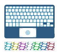 SOPPY Clavier Bluetooth rétroéclairé avec pavé tactile, 3 appareils, Royaume-Uni, bleu foncé